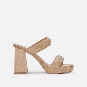 Dolce Vita Tan Women's Sandals - ATLAS HEELS TAUPE EMBOSSED STELLA